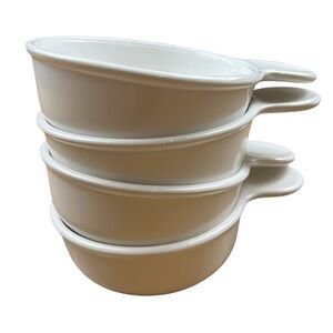 4 Vintage CorningWare Grab-It Bowls P-150-B White Tab Handle Soup Bowls NO LIDS